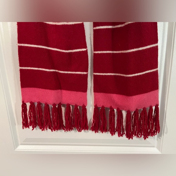 Merona Red, White and Pink Striped Scarf Set with Long Matching Gloves - Picture 2 of 6